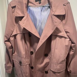 London Fog Pink Trench Coat with Belt and Wide Lapel